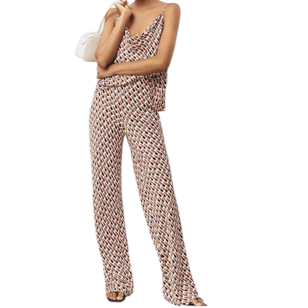 Anthropologie The Tilda Pants, Printed Edition, Lipstick, Pull On, Silky, Sz XS